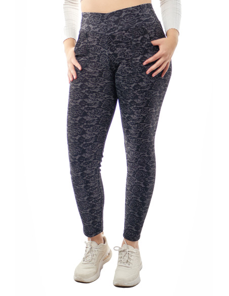 Calza Plush Negra Con Gris