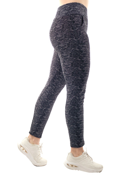 Calza Plush Negra Con Gris