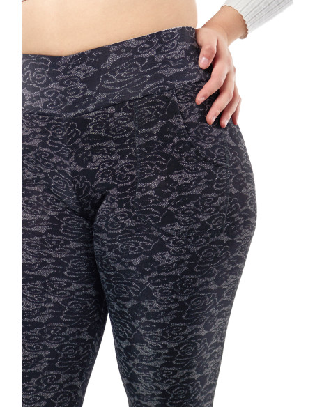 Calza Plush Negra Con Gris